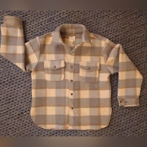Cloe + Wolf long sleeve snap plaid shacket